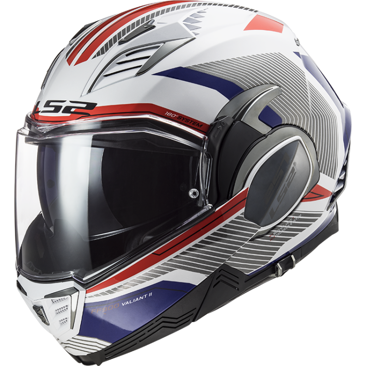 KASK MOTO LS2FF900 VALIANT II REVO WHITE RED BLUE nowość 2020 roku, Prilba LS2 FF900 VALIANT 2, Novodobá preklápacia prilba Valiant 2 prináša moderné tvary, Valiant II v sebe spája výhody integrálnej a otvorenej prilby.