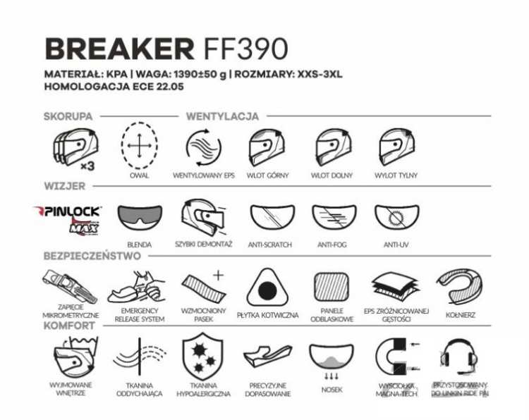  KASK LS2 FF390 BREAKER PHYSICS BLACK RED