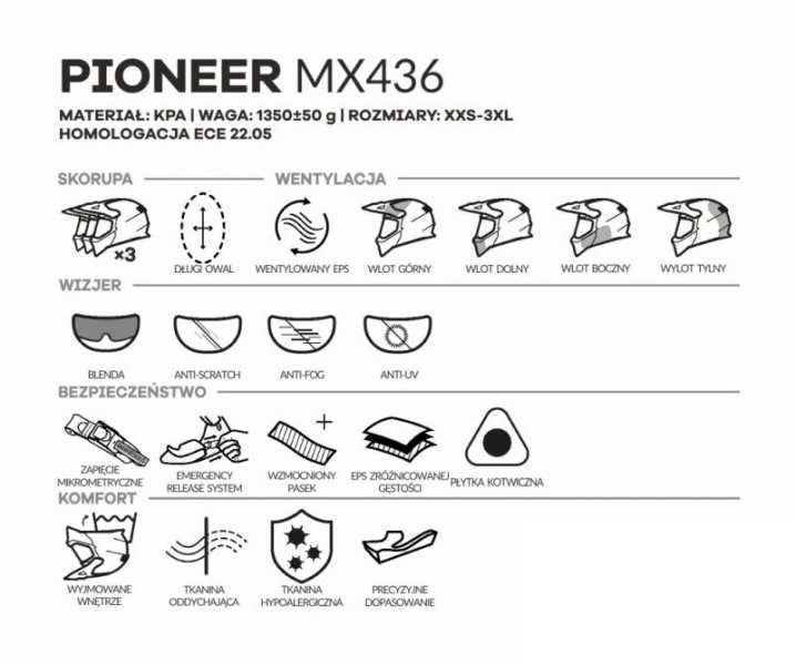 KASK LS2 MX436 PIONEER WHITE biały