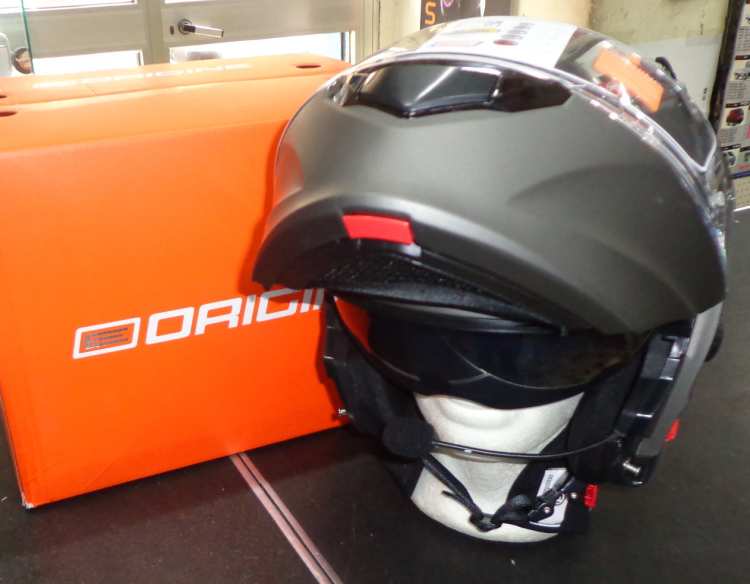 Kask DELTA szczękowy modularny czarny matowy z BlueTooth ORIGINE otwierana szczęka + blenda + wbudowany  intercom BT łączność BT Bluetooth