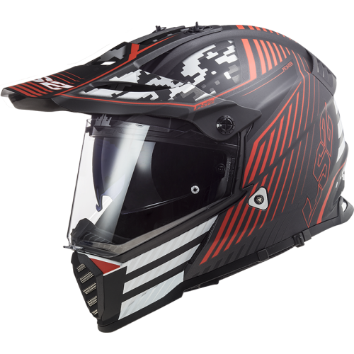 KASK MOTOCYKLOWY ENDURO OFF ROAD LS2 MX436 PIONEER EVO SATURN MATT BACK RED - nowość 2021, Enduro prilby LS2 s plexisklom a ochranným štítom