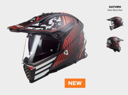 KASK MOTOCYKLOWY ENDURO OFF ROAD LS2 MX436 PIONEER EVO SATURN MATT BACK RED - nowość 2021, Enduro prilby LS2 s plexisklom a ochranným štítom