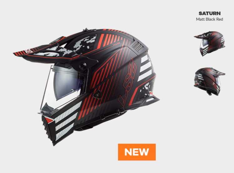 KASK MOTOCYKLOWY ENDURO OFF ROAD LS2 MX436 PIONEER EVO SATURN MATT BACK RED - nowość 2021, Enduro prilby LS2 s plexisklom a ochranným štítom