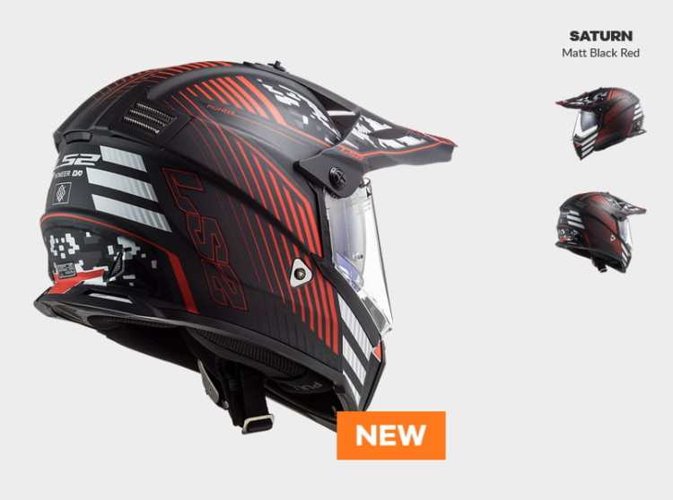 KASK MOTOCYKLOWY ENDURO OFF ROAD LS2 MX436 PIONEER EVO SATURN MATT BACK RED - nowość 2021, Enduro prilby LS2 s plexisklom a ochranným štítom