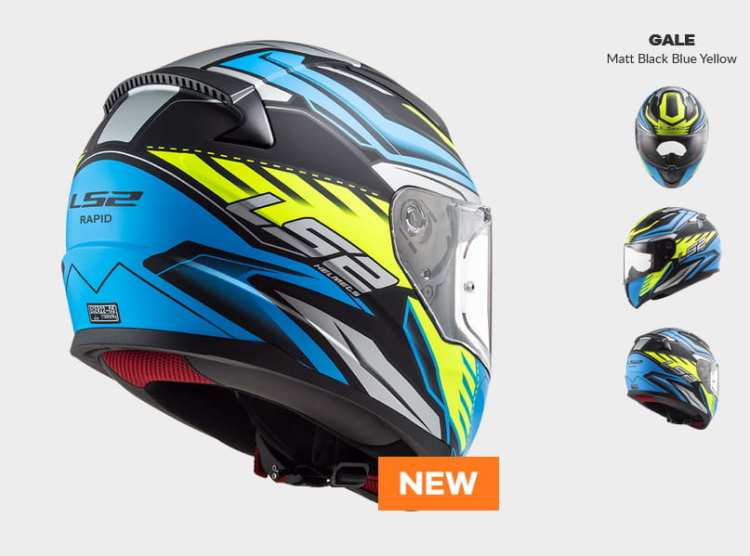 prilba ls2, nowość 2021 COMFORT, KASK MOTOCYKLOWY COMFORT LS2 FF353 RAPID GALE MATT BLACK BLUE YELOW - Nowość 2021 roku