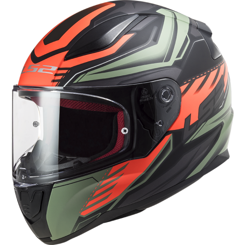 KASK MOTOCYKLOWY COMFORT LS2 FF353 RAPID GALE MATT BLACK RED GREEN - Nowość 2021 roku, prilba ls2, nowość 2021 COMFORT