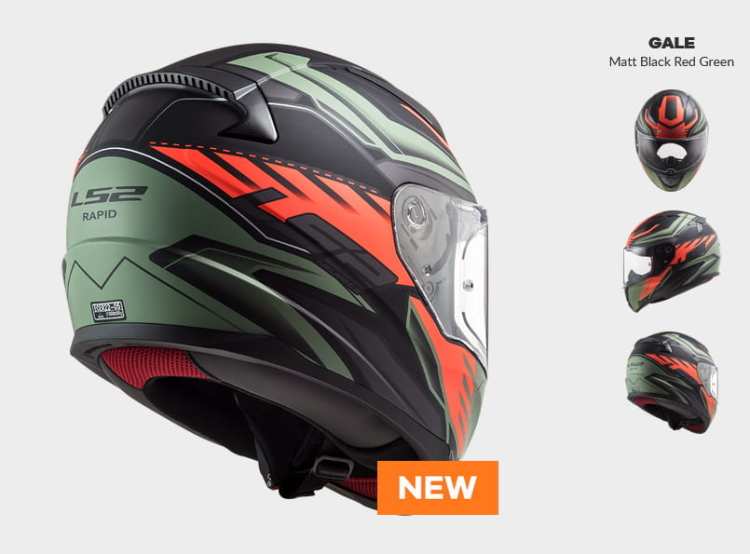 KASK MOTOCYKLOWY COMFORT LS2 FF353 RAPID GALE MATT BLACK RED GREEN - Nowość 2021 roku, prilba ls2, nowość 2021 COMFORT