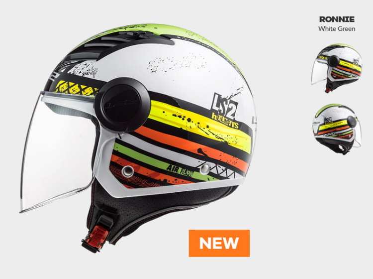 KASK MOTOCYKLOWY LS2 OF562 AIRFLOW RONNIEWHITE GREEN - Nowość 2021 roku ! prilba ls2 f562 airflow