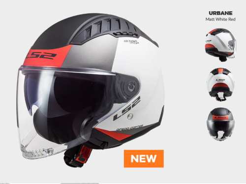 KASK MOTOCYKLOWY KASK LS2 OF600 COPTER URBANE MATT WHITE RED - Nowość 2021 roku, Prilba ls2