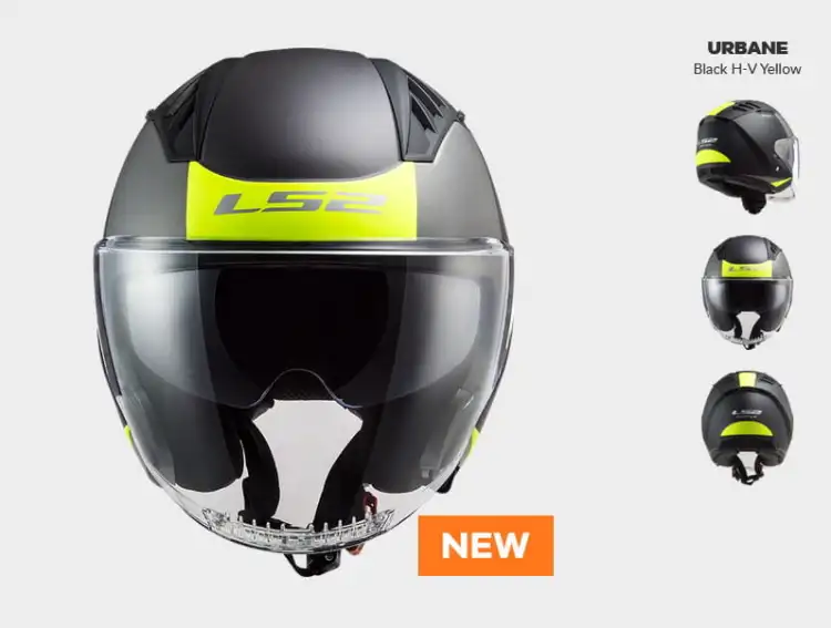 KASK MOTOCYKLOWY KASK KASK LS2 OF600 COPTER URBANE MATT BLACK H-V YELLOW - Nowość 2021 roku, Prilba ls2