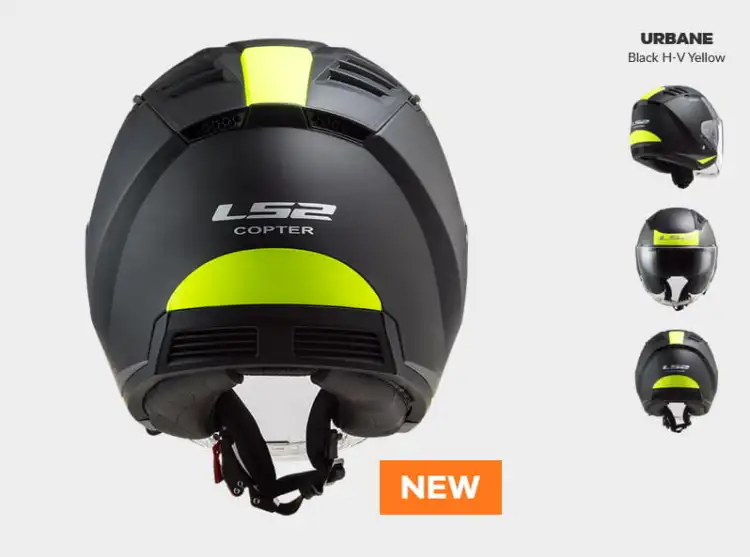 KASK MOTOCYKLOWY KASK KASK LS2 OF600 COPTER URBANE MATT BLACK H-V YELLOW - Nowość 2021 roku, Prilba ls2