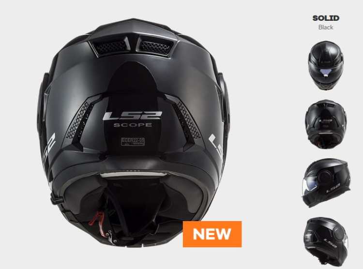 KASK SZCZĘKOWY LS2 FF902 SCOPE SOLID BLACK - nowość 2021 roku, Modulárna vyklápacia prilba