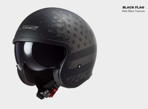 KASK MOTOCYKLOWY LS2 OF599 SPITFIRE MATT BLACK FLAG - nowość 2021, novinka prilba ls2