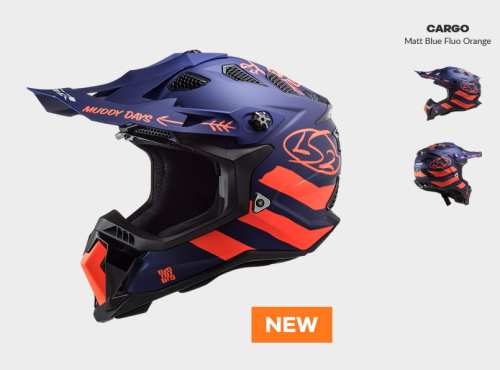 KASK MOTOCYKLOWY ENDURO OFF ROAD LS2MX700 SUBVERTER EVO CARGO Matt BLUE ORANGE nowość 2021 roku, Motokrosové prilby, KASK LS2 MX470 SUBVERTER