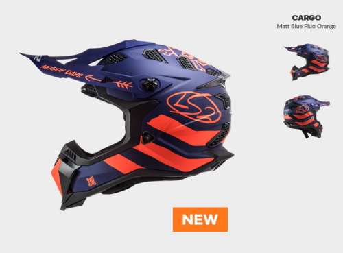 zz KASK MOTOCYKLOWY ENDURO OFF ROAD LS2MX700 SUBVERTER EVO CARGO Matt BLUE ORANGE nowość 2021 roku, Motokrosové prilby, KASK LS2 MX470 SUBVERTER