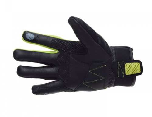 LSL07484_PROFESJONALNE RĘKAWICE MOTOCYKLOWE CZARNo ZIELONE YELLOW SKÓRZANE SIATKA WZMOCNIONE MARKOWE LEOSHI NOWOŚĆ