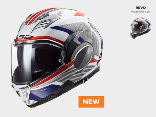KASK MOTO LS2FF900 VALIANT II REVO WHITE RED BLUE nowość 2020 roku, Prilba LS2 FF900 VALIANT 2, Novodobá preklápacia prilba Valiant 2 prináša moderné tvary, Valiant II v sebe spája výhody integrálnej a otvorenej prilby.