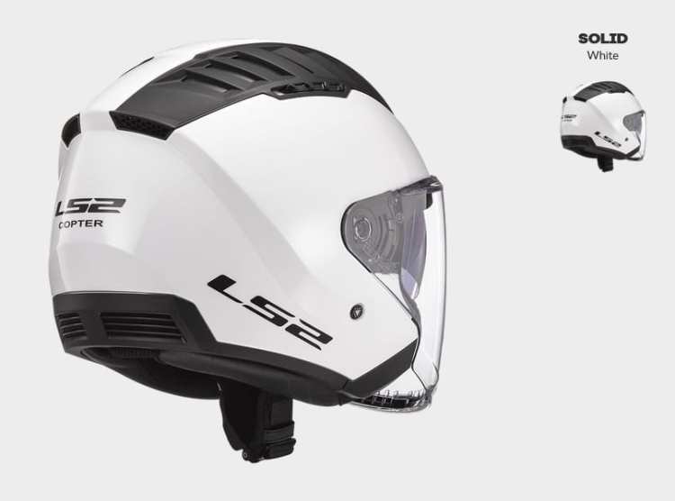 KASK MOTOCYKLOWY OTWARTY JET KASK LS2 OF600 COPTER SOLID WHITE - Nowość roku Prilba ls2