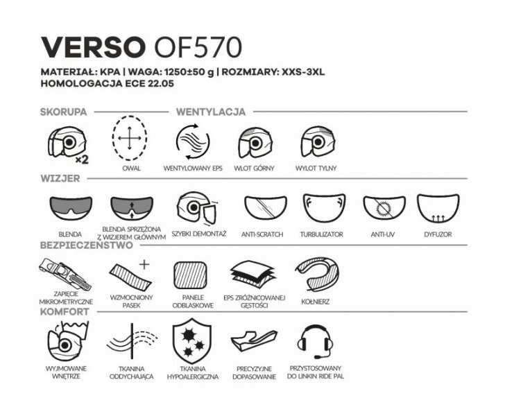 OF570 KASK LS2 OF570 VERSO    KASK LS2 OF570 VERSO Exkluzívna veľmi ľahká otvorená prilba