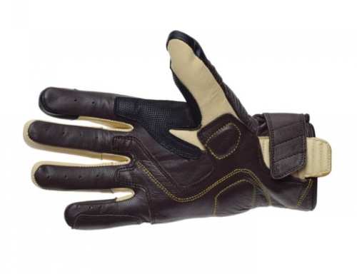 RĘKAWICE MOTOCYKLOWE BRĄZOWE SKÓRZANE SIATKA WZMOCNIONE DŁUGIE CLASSIC- Nowy model !