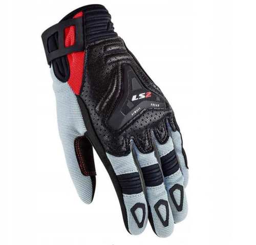 RĘKAWICE MOTOCYKLOWE DAMSKIE RĘKAWICE LS2 ALL TERRAIN LADY BLACK GREY RED