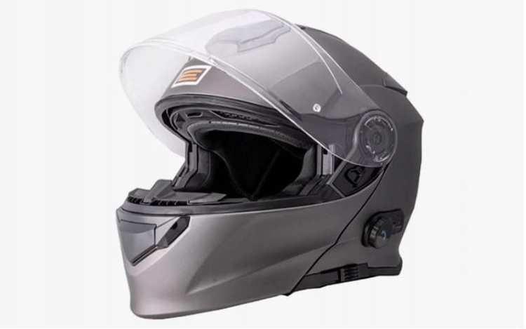 Kask DELTA szczękowy z BlueTooth ORIGINE otwierana szczęka + blenda + wbudowana łączność intercom BT - NOWOŚĆ ! SREBRNY
