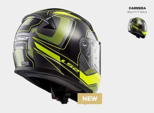 KASK MOTOCYKLOWY KASK LS2 FF353 RAPID CARRERA B/HI VIS YELLOW , model 2018 !