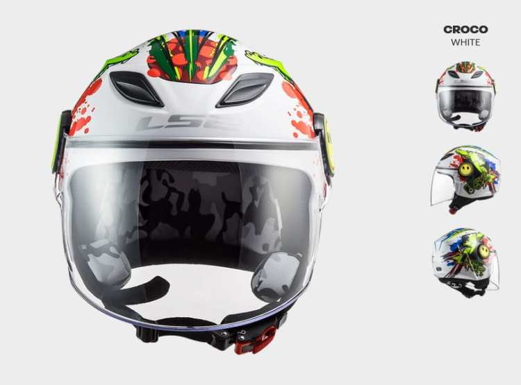 KASK MOTOCYKLOWY LS2 OF602 FUNNY JUNIOR CROCO WHITE - unikalny kask dziecinny nowy model 2022 roku
