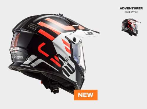 KASK MOTOCYKLOWY ENDURO OFF ROAD LS2 MX436 PIONEER EVO ADVENTURER BLACK WHITE - nowość 2022 roku