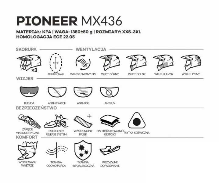 KASK MOTOCYKLOWY ENDURO OFF ROAD LS2 MX436 PIONEER EVO ADVENTURER BLACK WHITE - nowość 2022 roku- nowość 2020 roku, Enduro prilby LS2 s plexisklom a ochranným štítom