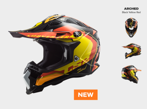 KASK MOTOCYKLOWY ENDURO OFF ROAD KASK KASK LS2 MX700 SUBVERTER EVO ARCHED BLACK YELLOW RED, hurt ls2, sprzedaż hurtowa kasków ls2, promocja ls2
