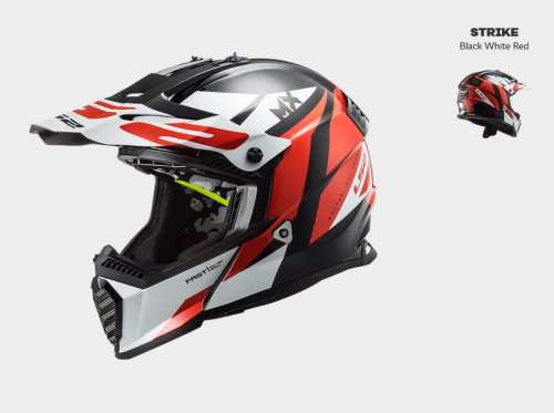 KASK MOTOCYKLOWY LS2 MX437 FAST EVO STRIKE BLACK WHITE RED nowość roku !