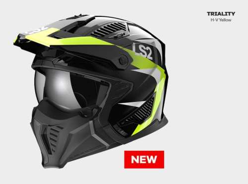 Kask Motocyklowy KASK LS2 OF606 DRIFTER TRIALITY H-V YELLOW-06 ECE 22.06 nowość 2023 roku