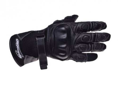 PROFESJONALNE  RĘKAWICE MOTOCYKLOWE CZARNE SKÓRZANE SIATKA
