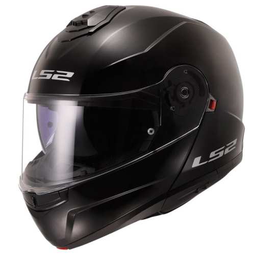 KASK MOTOCYKLOWY LS2 SZCZĘKOWY FF908 STROBE II SOLID BLACK - kolor Czarny połysk
