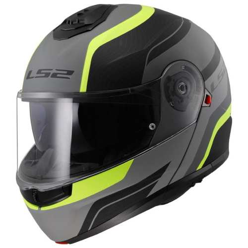 KASK MOTOCYKLOWY LS2 SZCZĘKOWY FF908 STROBE II SOLID MONZA MATT BLLACK. H-V YELLOW - fluo