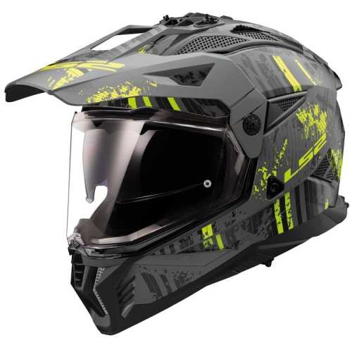 KASK MOTOCYKLOWY CROSS ENDURO MX702 PIONEER II CRAZY MATT BLACK H-V YELOW (matt )