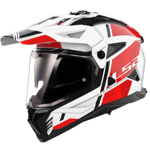 KASK MOTOCYKLOWY CROSS ENDURO LS2 MX702 PIONEER II HILL WHITE RED - Kask w połysku