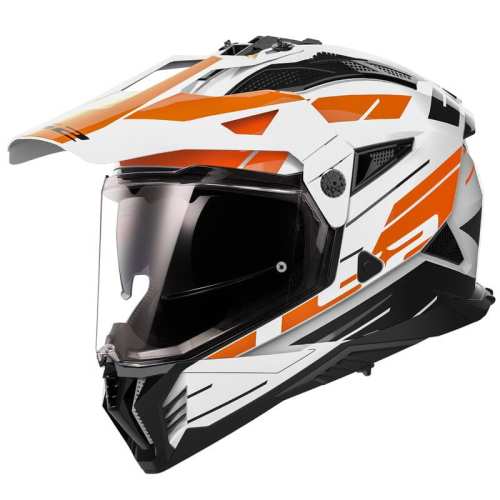 KASK MOTOCYKLOWY CROSS ENDURO MX702 PIONEER II NAMIB WHITE ORANGE - kask połysk