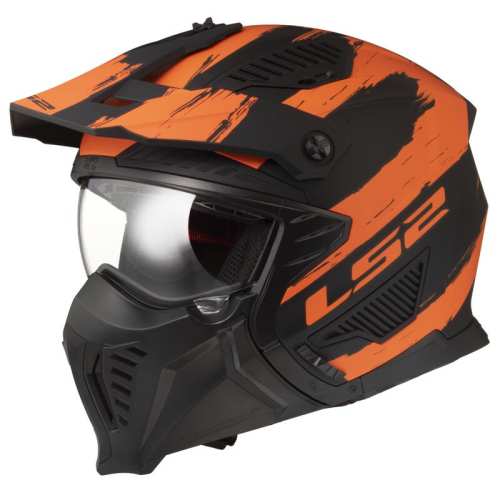 Kask Motocyklowy KASK LS2 OF606 DRIFTER TMUD MATT BLACK ORANGRE-06 -homologacja: ECE 22.06 nowość 2024 / 2025