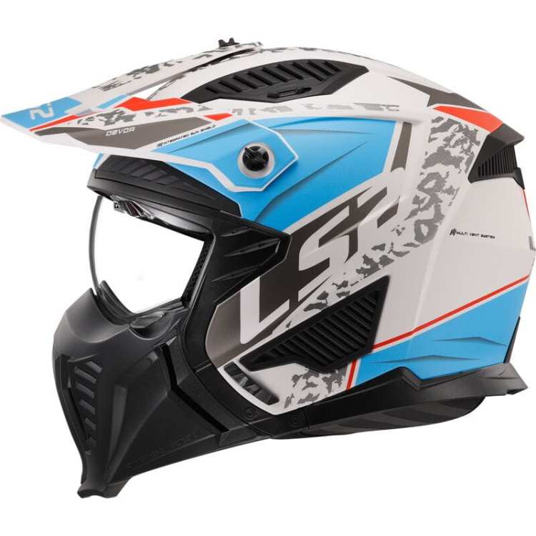 Kask Motocyklowy KASK LS2 OF606 DRIFTER DEVOR MATT WHITE BLUE -06 homologacja: ECE 22.06