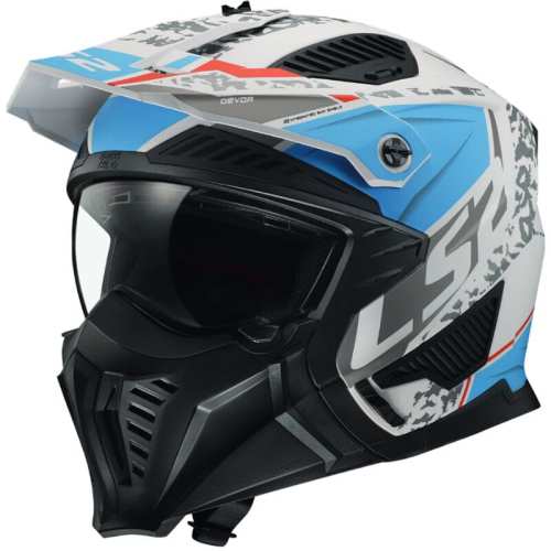 Kask Motocyklowy KASK LS2 OF606 DRIFTER DEVOR MATT WHITE BLUE -06 homologacja: ECE 22.06