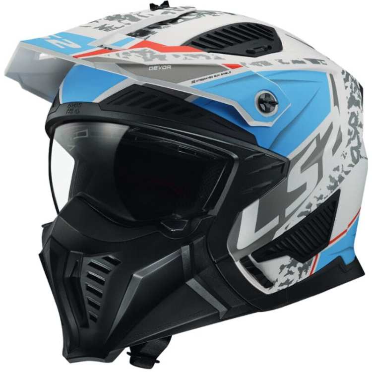 Kask Motocyklowy KASK LS2 OF606 DRIFTER DEVOR MATT WHITE BLUE -06 homologacja: ECE 22.06