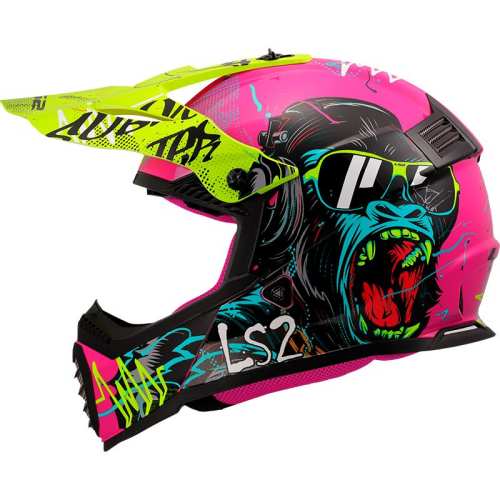 KASK MOTO CROSS KASK LS2 MX437 FAST II MINI GORILLA PURPLE -06  dziecinny  Nowość