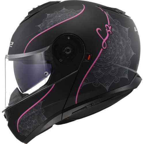 KASK MOTOCYKLOWY LS2 SZCZĘKOWY FF908 STROBE II SOLID LUX MATT BLACK PINK - kask damski HOMOLOGATION: ECE 22.06 P/J