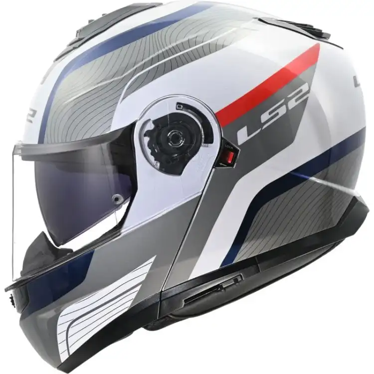KASK MOTOCYKLOWY LS2 SZCZĘKOWY FF908 STROBE II MONZA WHITE BLUE RED -06 HOMOLOGATION: ECE 22.06 P/J