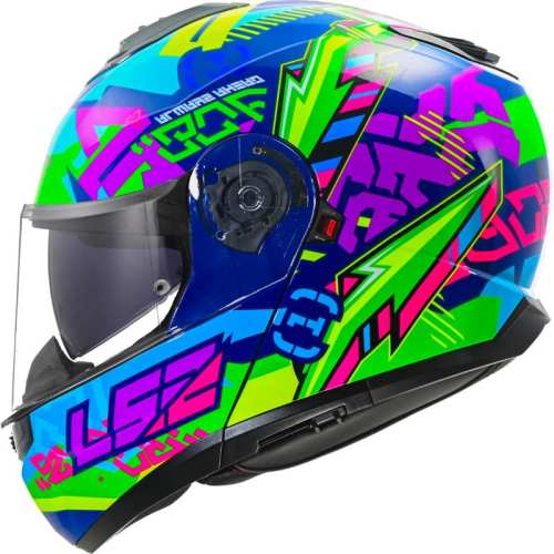 KASK MOTOCYKLOWY LS2 SZCZĘKOWY FF908 STROBE II SVENT BLUE GREEN -06 HOMOLOGATION: ECE 22.06 P/J