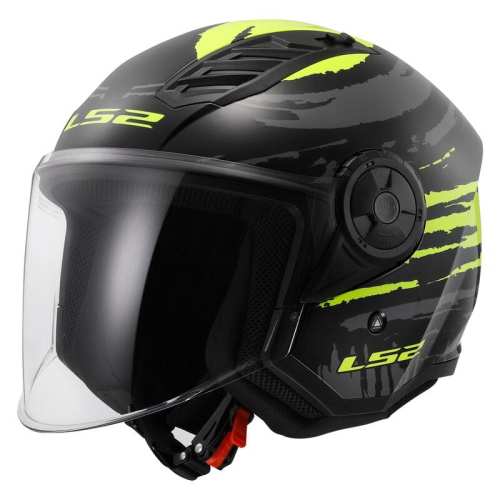 KASK Otwarty Jet LS2 OF616 AIRFLOW II BRUSH BLACK H-V YEELOW