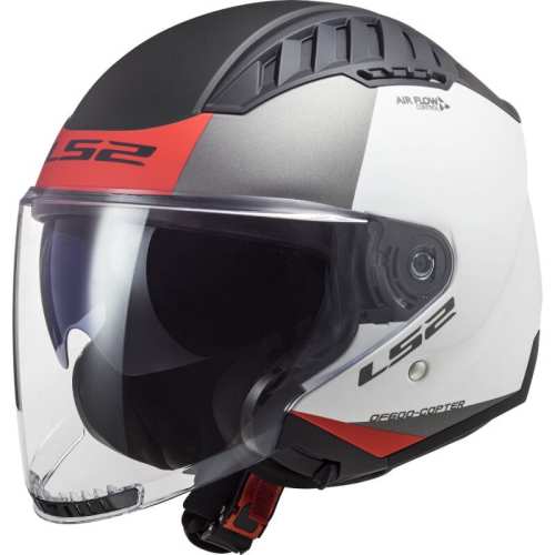 KASK MOTOCYKLOWY KASK LS2 OF600 COPTER II URBANE MATT WHITE RED