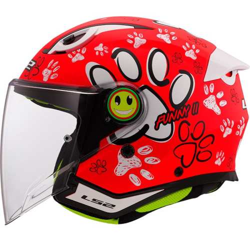 KASK MOTOCYKLOWY LS2 OF622 FUNNY II PAWS MATT RED JUNIOR kask dziecinny nowy model 2025 roku